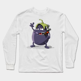 Smokin Eggplant - Funny Cartoons Long Sleeve T-Shirt